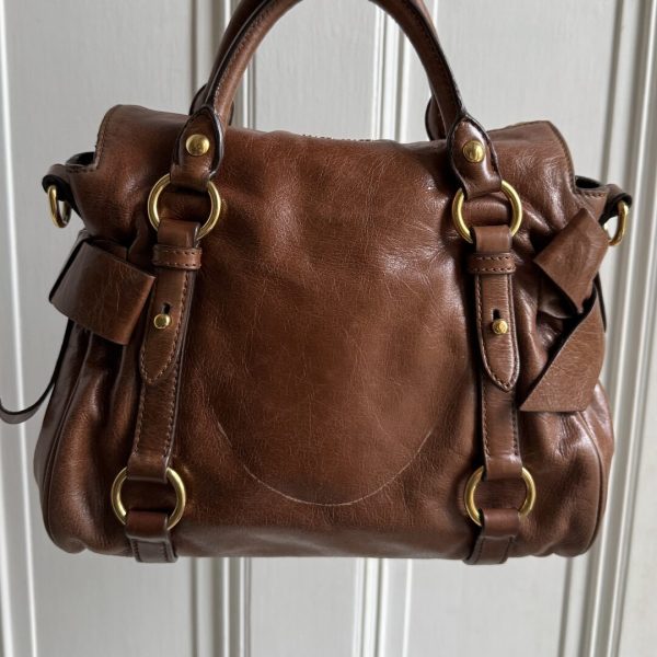PreOwned Miu Miu Mini Vitello Lux Brown Leather Handbag - Image 5