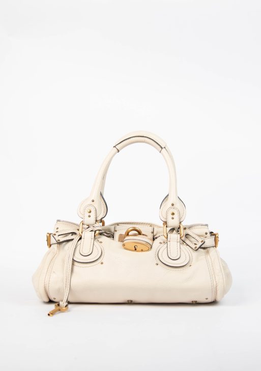 2000s Chloe Cream Leather Paddington Shoulder Bag
