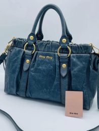 Authentic PreOwned miu miu Vitello Lux Ribbon 2way Bag Navy