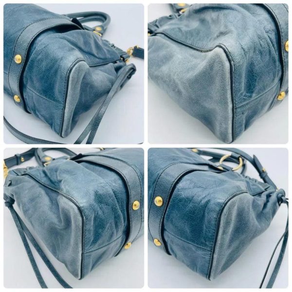 Authentic PreOwned miu miu Vitello Lux Ribbon 2way Bag Navy - Image 4