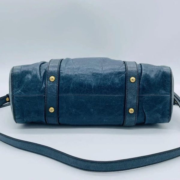 Authentic PreOwned miu miu Vitello Lux Ribbon 2way Bag Navy - Image 3