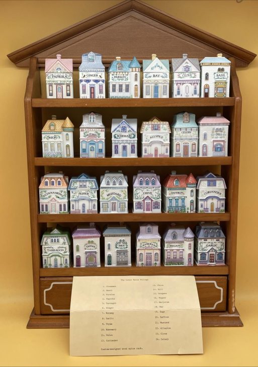 1989 LENOX Spice Village  Porcelain Complete Set (24) Wooden Display Rack