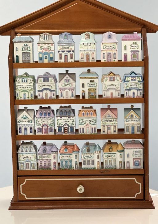 Lenox Spice Village Vintage 1989 Complete Set of 24 Houses with Rack. No Chips
