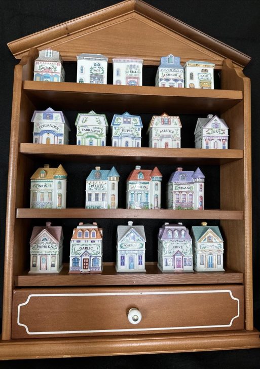 Lenox Spice Village 1989 Set Of 19 Spice House Jars And Wooden Rack Vintage