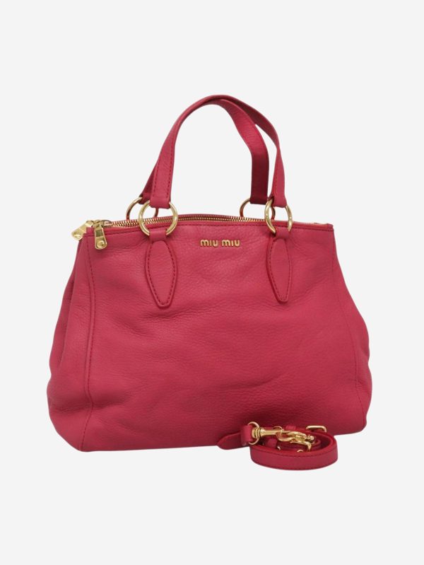 Pink leather 2way bag