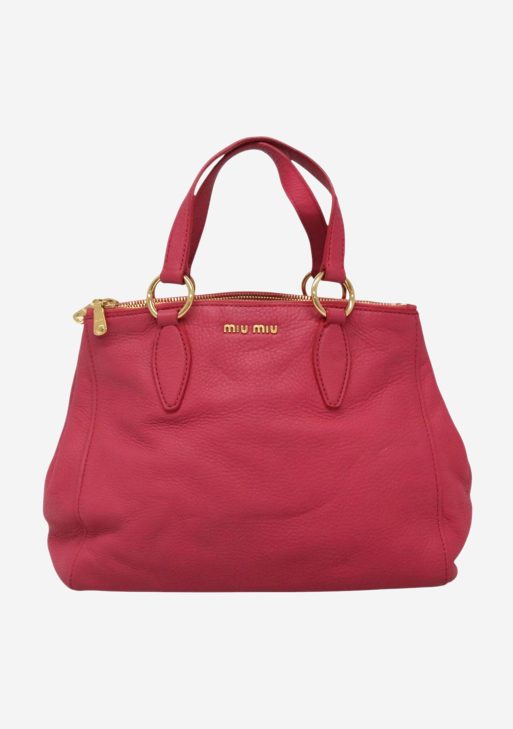 Pink leather 2way bag