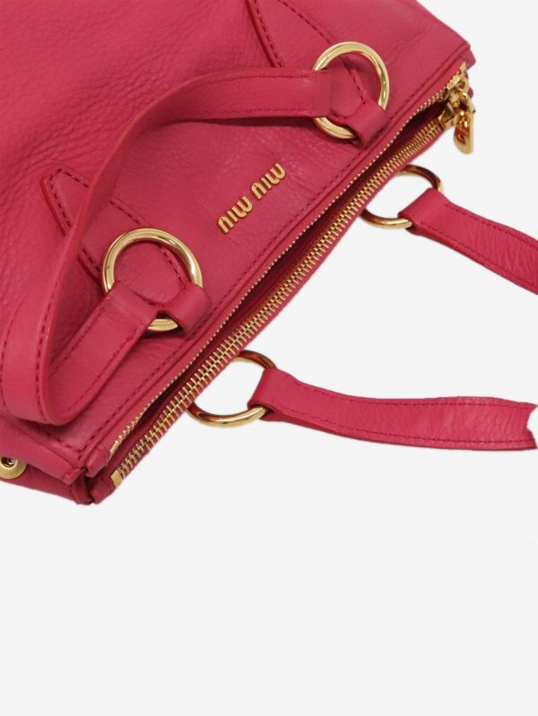 Pink leather 2way bag