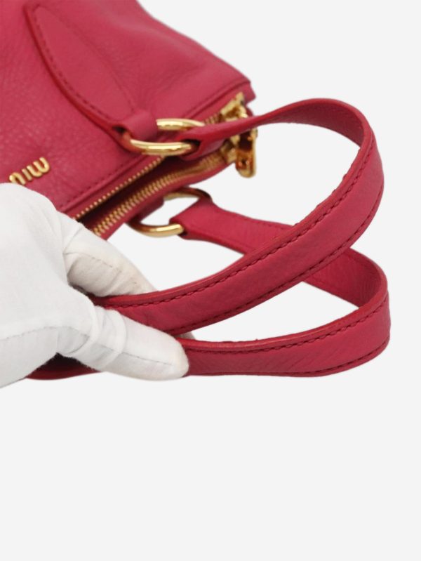 Pink leather 2way bag