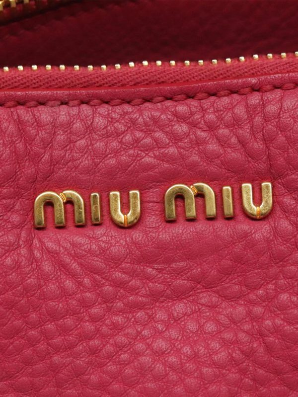 Pink leather 2way bag
