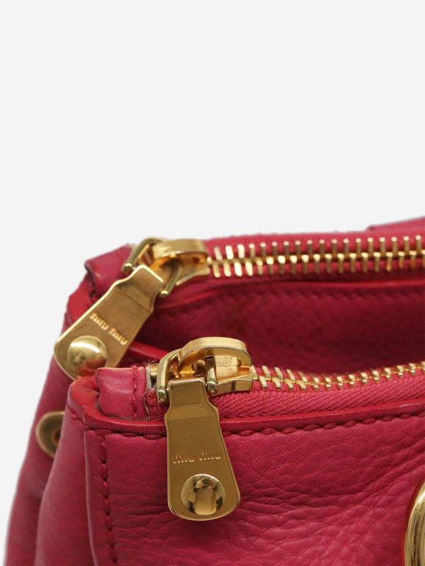 Pink leather 2way bag