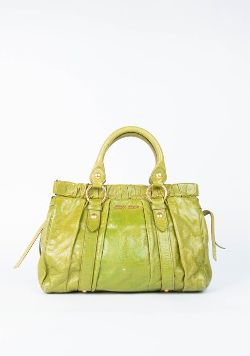 2000s Miu Miu Green Vitello Shoulder Bag