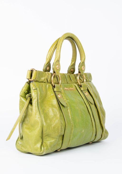 2000s Miu Miu Green Vitello Shoulder Bag