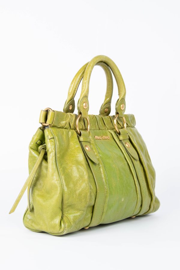 2000s Miu Miu Green Vitello Shoulder Bag