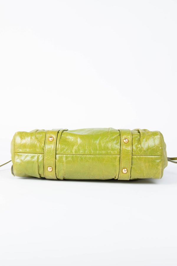 2000s Miu Miu Green Vitello Shoulder Bag
