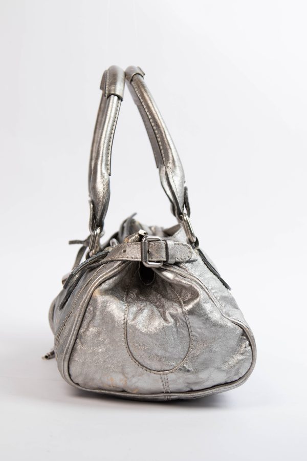 2000s Chloe Silver Metallic Leather Paddington Shoulder Bag