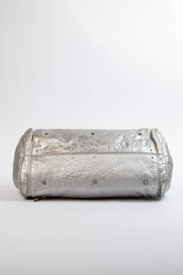 2000s Chloe Silver Metallic Leather Paddington Shoulder Bag
