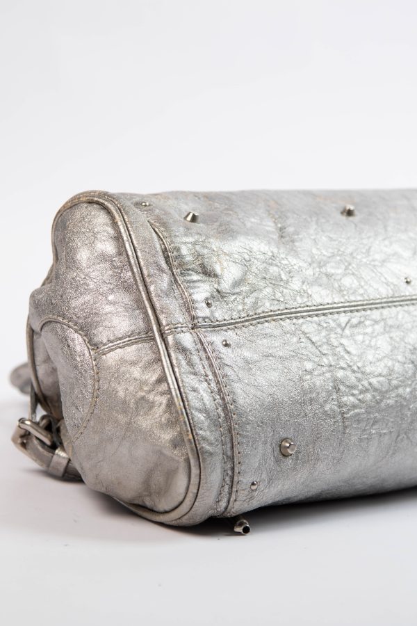 2000s Chloe Silver Metallic Leather Paddington Shoulder Bag