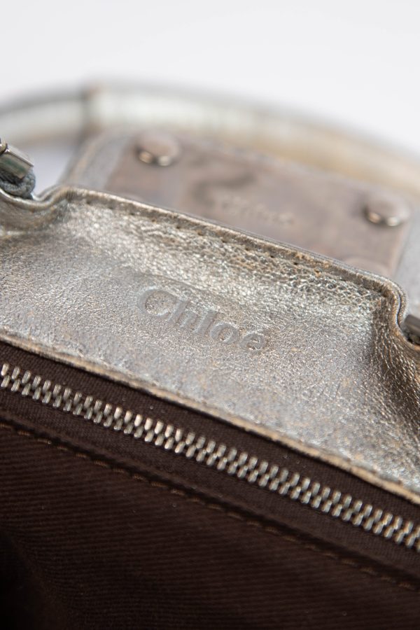 2000s Chloe Silver Metallic Leather Paddington Shoulder Bag