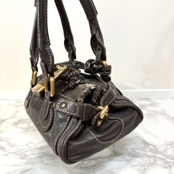 Rare Chloe Mini Paddington Handbag Leather Key and Lock Dark Brown Used - Image 4