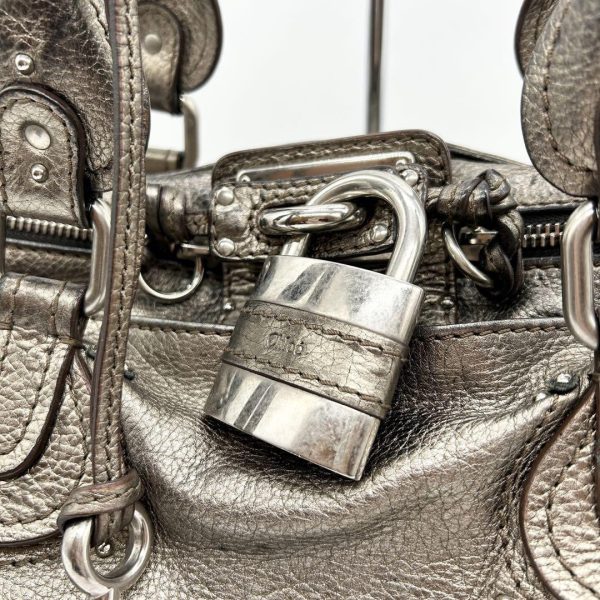 Rare Chloe Paddington handbag metallic silver Shoulder Bag Leather Women's - Image 3