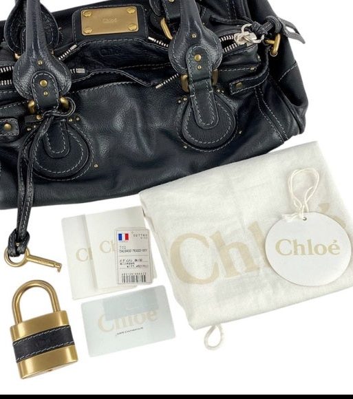 Chloe Paddington Medium Black Leather Bag – New, Authentic, Includes Padlock + Dust Bag