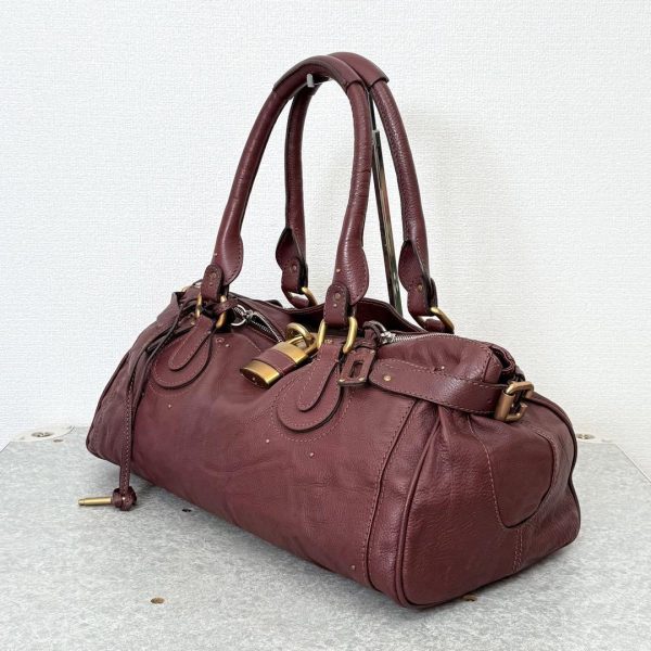 Rare Chloe Paddington Large Editor's Bag Leather Bordeaux Padlock Key Used - Image 2