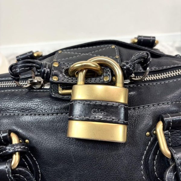 Rare Chloe 32914 Paddington Shoulder Bag Black Leather W Padlock Key - Image 9