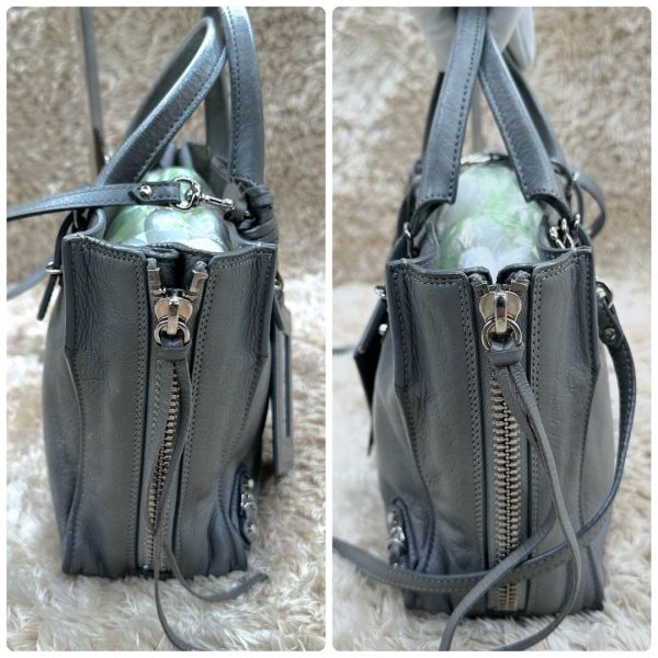BALENCIAGA Papier 2way Shoulder Hand Bag Tote Leather Gray Women Authentic - Image 4