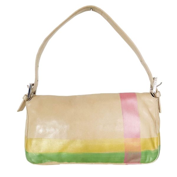Authentic FENDI Baguette Cream Leather Beads Embroidered Pre-owned - Image 1