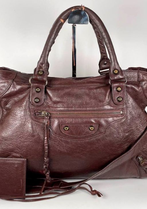 BALENCIAGA Classic City 115748 - Mogano Chocolate Brown Leather Shoulder Bag ES1