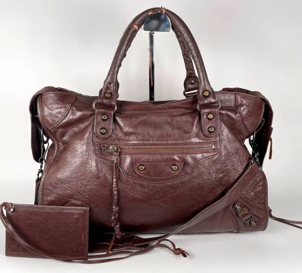 BALENCIAGA Classic City 115748 - Mogano Chocolate Brown Leather Shoulder Bag ES1