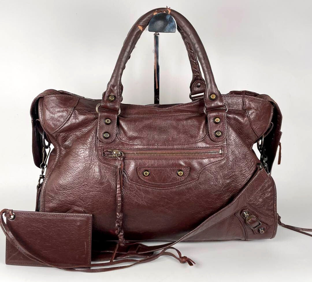BALENCIAGA Classic City 115748 - Mogano Chocolate Brown Leather Shoulder Bag ES1