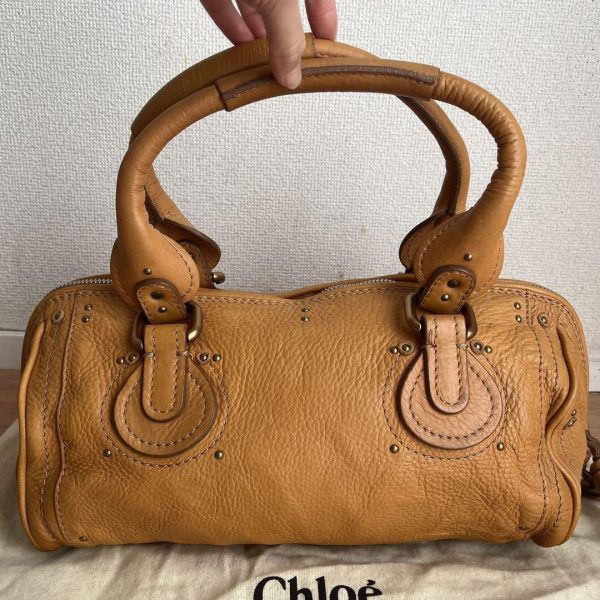 Rare Chloe Paddington Handbag Shoulder Bag Padlock Key Leather Brown - Image 1