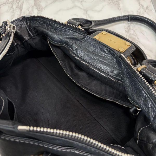 Rare Chloe 32914 Paddington Shoulder Bag Black Leather W Padlock Key - Image 10