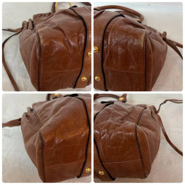 Authentic PreOwned miumiu vitello lux ribbon 2way bag brown leather shoulder - Image 8