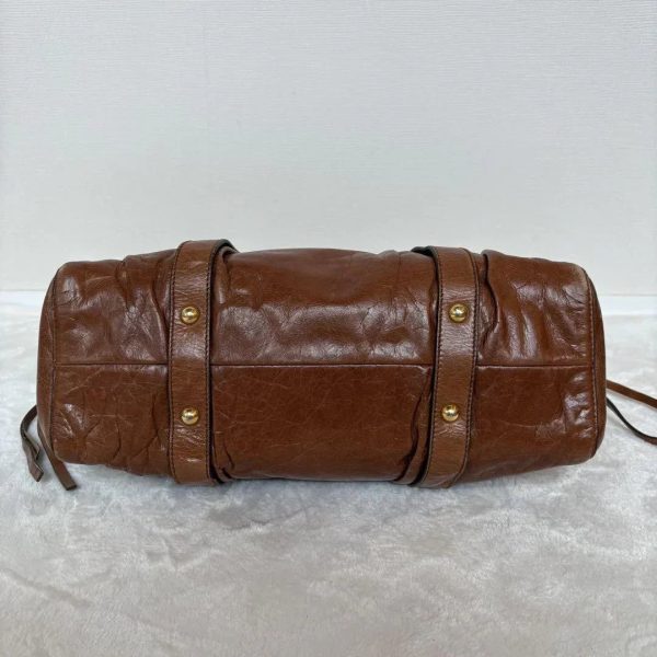Authentic PreOwned miumiu vitello lux ribbon 2way bag brown leather shoulder - Image 6