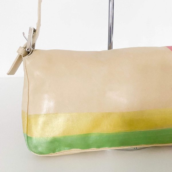 Authentic FENDI Baguette Cream Leather Beads Embroidered Pre-owned - Image 8