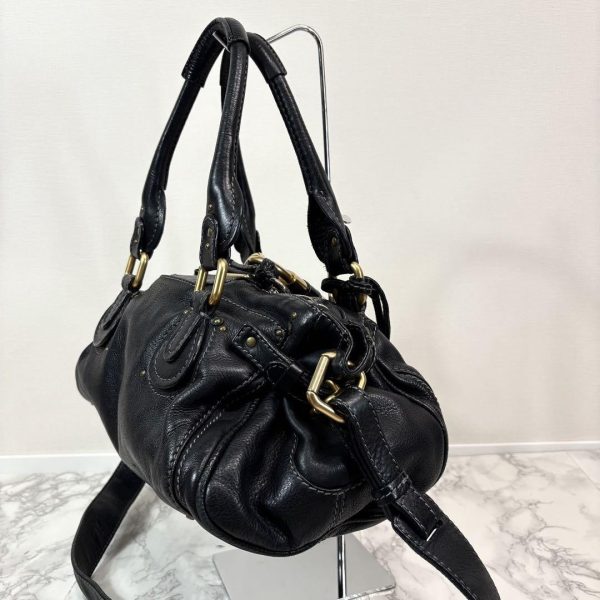 Rare Chloe 32914 Paddington Shoulder Bag Black Leather W Padlock Key - Image 4
