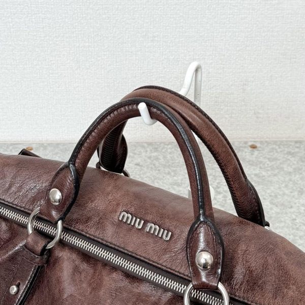 Authentic PreOwned miu miu vitello lux side ribbon bag y2k Dark brown - Image 11
