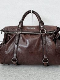 Authentic PreOwned miu miu vitello lux side ribbon bag y2k Dark brown