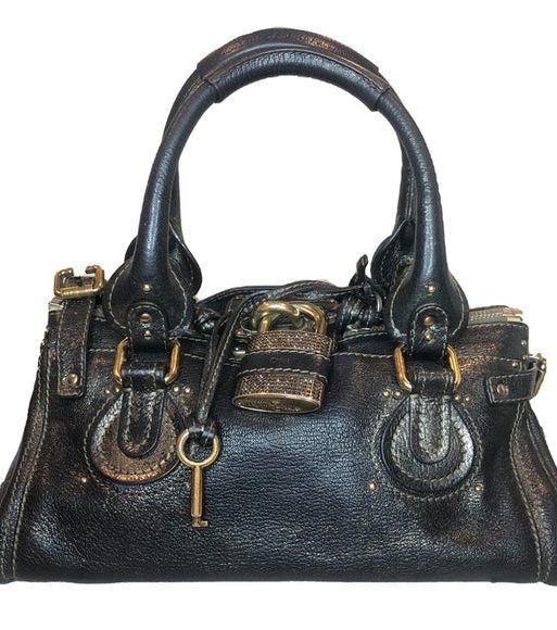 Chloe Paddington Black Leather Bag – Crystal Lock + Key + COA + Dust Bag