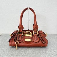 Rare Chloe Mini Paddington Handbag Leather Key and Lock Orange Light Brown