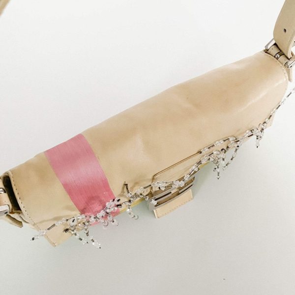 Authentic FENDI Baguette Cream Leather Beads Embroidered Pre-owned - Image 13