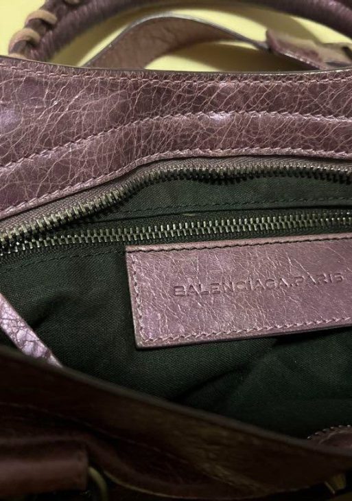 BALENCIAGA Y2K Classic City 115748 2-Way Shoulder Bag – Purple Leather AUTH ES1