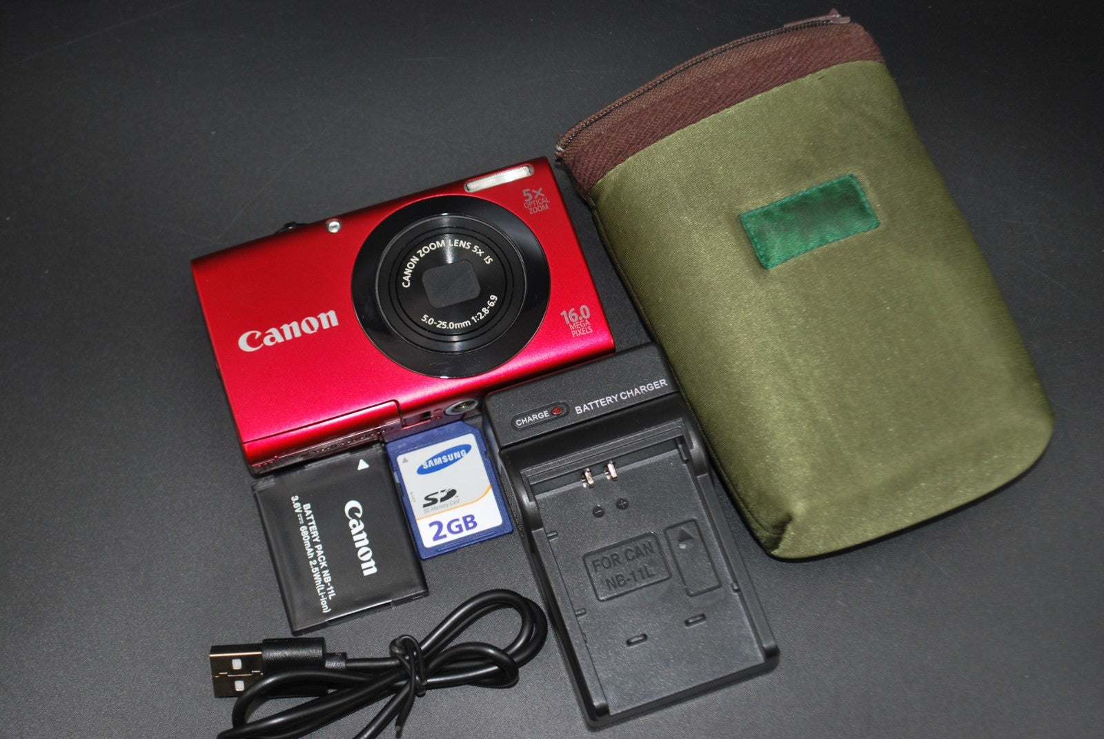 Canon PowerShot A3400 IS 16.0MP Digital Camera Red