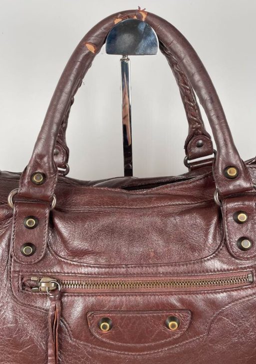 BALENCIAGA Classic City 115748 - Mogano Chocolate Brown Leather Shoulder Bag ES1