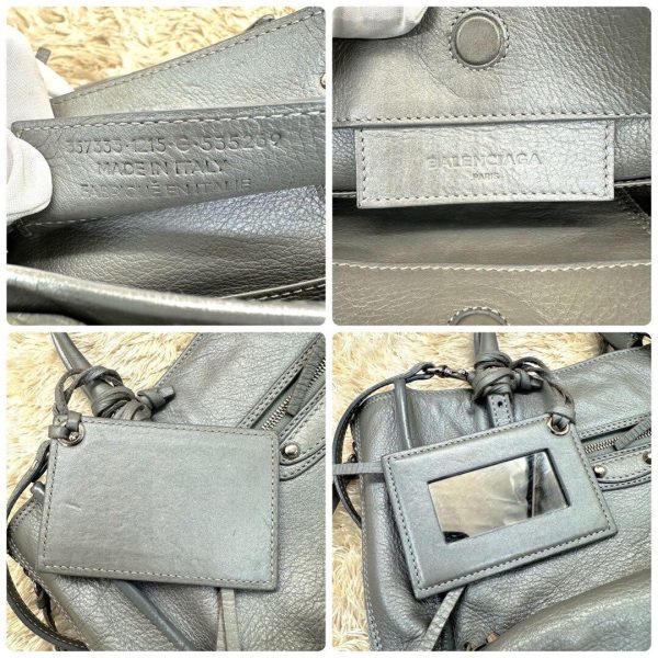 BALENCIAGA Papier 2way Shoulder Hand Bag Tote Leather Gray Women Authentic - Image 7