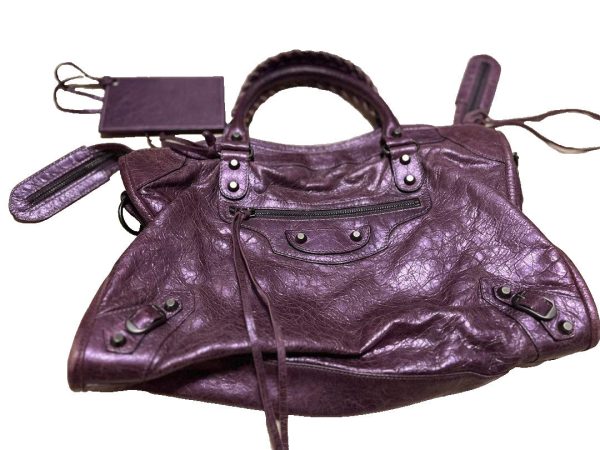 BALENCIAGA Y2K Classic City 115748 2-Way Shoulder Bag – Purple Leather AUTH ES1