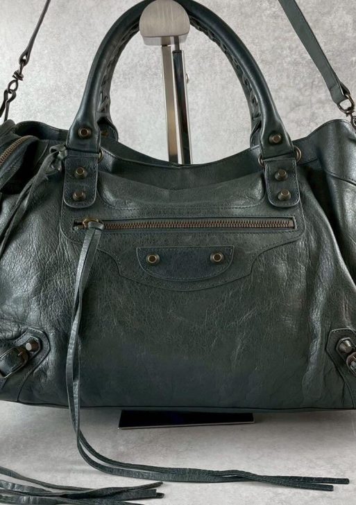 BALENCIAGA Y2K Classic City 2-Way Shoulder Bag 115748 - Dark Gray Leather ES1