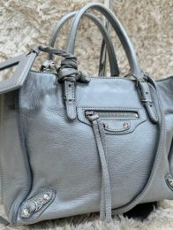 BALENCIAGA Papier 2way Shoulder Hand Bag Tote Leather Gray Women Authentic